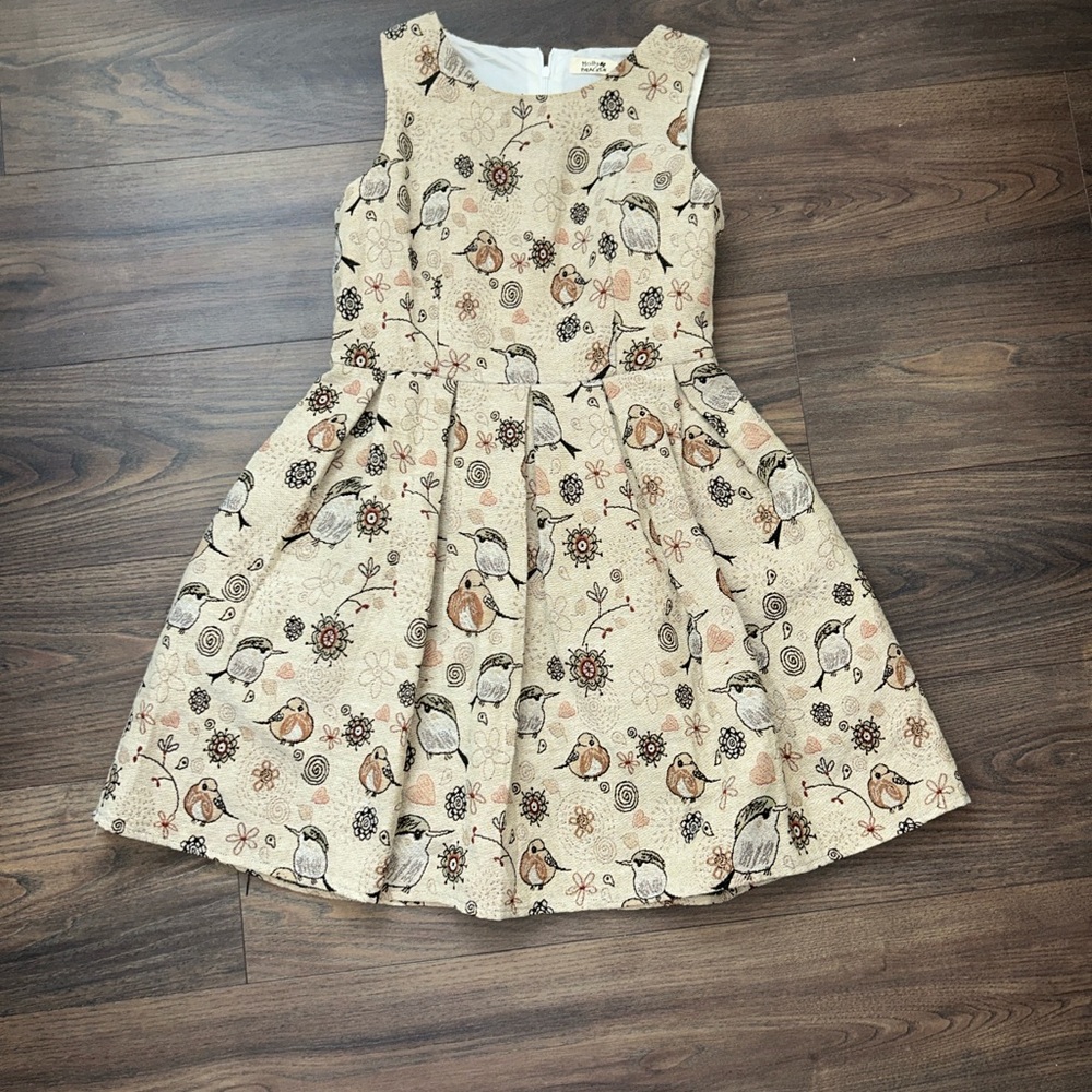 Molly Bracken Kids Dress with Bird and Floral Print - Cream